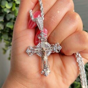 925 Sterling Silver Elegant Cross Pendant/ plata 925 Cruz